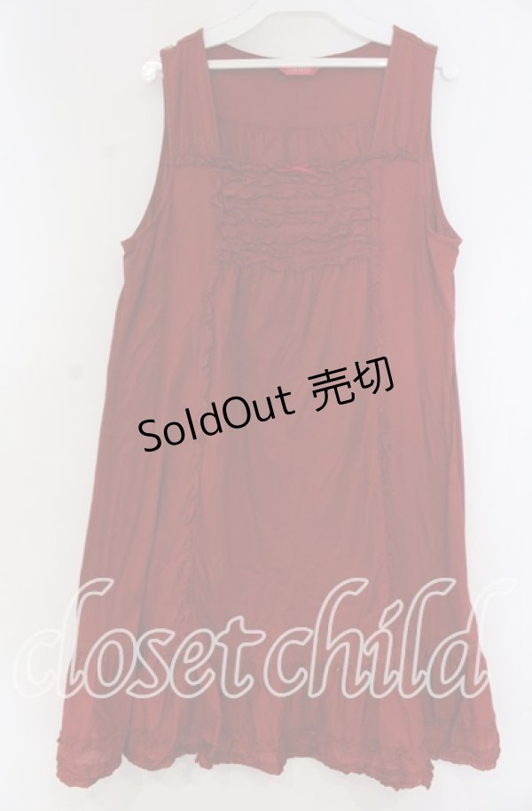 画像1: PINK HOUSE / ローンフリル使いキャミソールチュニック  アカ O-25-12-05-1037-LO-TO-IG-ZT533 (1)