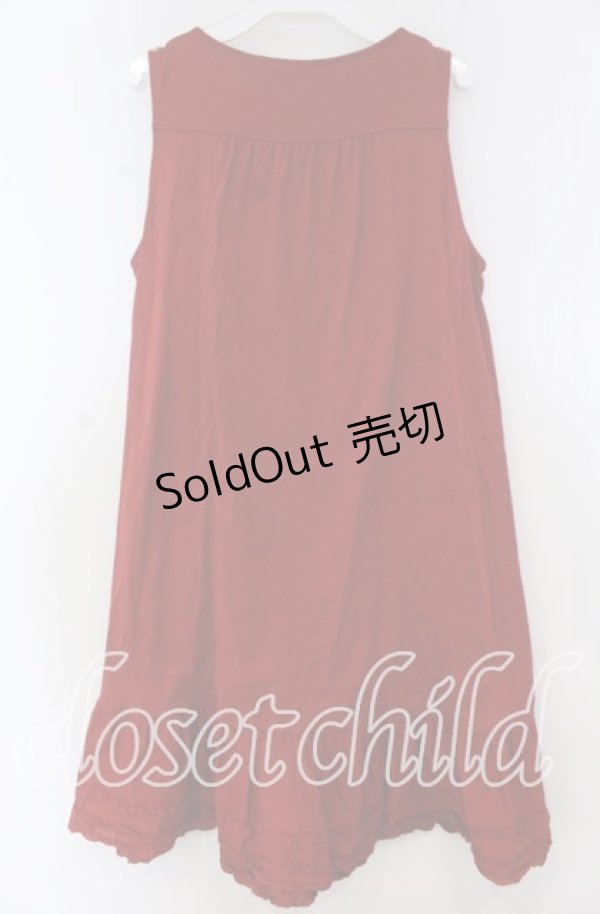 画像2: PINK HOUSE / ローンフリル使いキャミソールチュニック  アカ O-25-12-05-1037-LO-TO-IG-ZT533 (2)