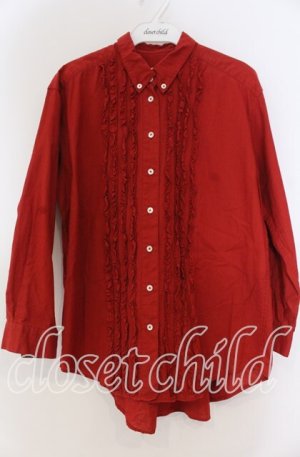 画像: PINK HOUSE / フリルボタンダウンブラウス  アカ O-25-12-05-1039-LO-BL-IG-OS