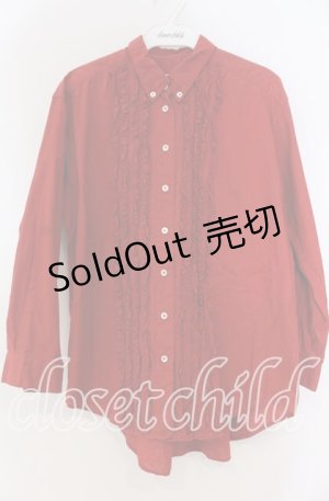 画像: PINK HOUSE / フリルボタンダウンブラウス  アカ O-25-12-05-1039-LO-BL-IG-OS