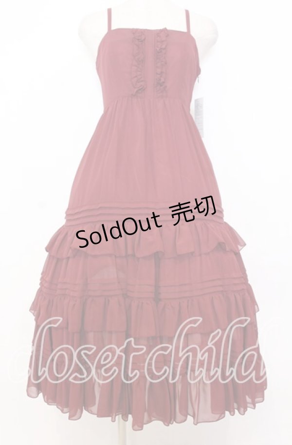 画像1: Victorian maiden / シャーリングシフォンロングアンダードレス  ワイン O-25-12-05-005-CL-OP-OW-OS (1)