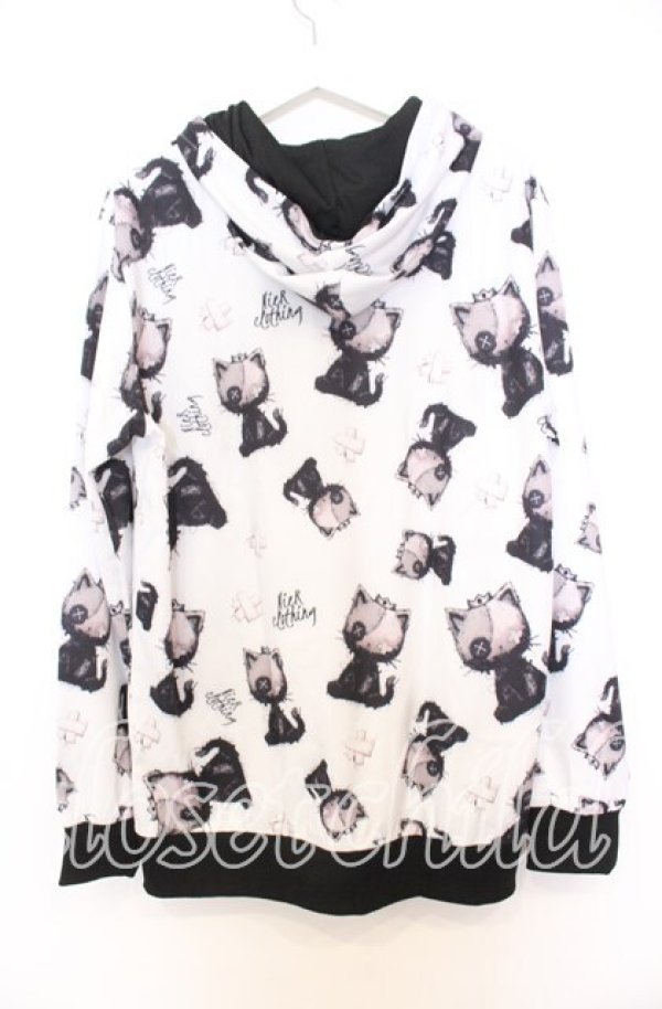 画像3: NieR CLOTHING / ミケ総柄パーカー F ホワイト O-25-12-05-056-PU-TO-YM-ZT037 (3)