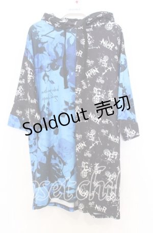 画像: NieR Clothing / ROSEバイカラー半袖パーカー F ブラックｘブルー O-25-12-05-060-PU-TO-YM-OS