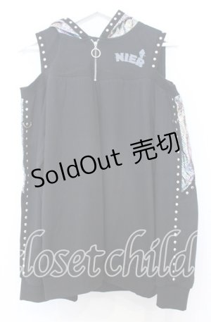 画像: NieR Clothing / グリッター切り替えパーカー  ブラックｘシルバー O-25-12-05-062-PU-TO-YM-OS