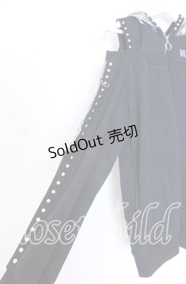 画像3: NieR CLOTHING / グリッター切り替えパーカー  ブラックｘシルバー O-25-12-05-062-PU-TO-YM-OS (3)
