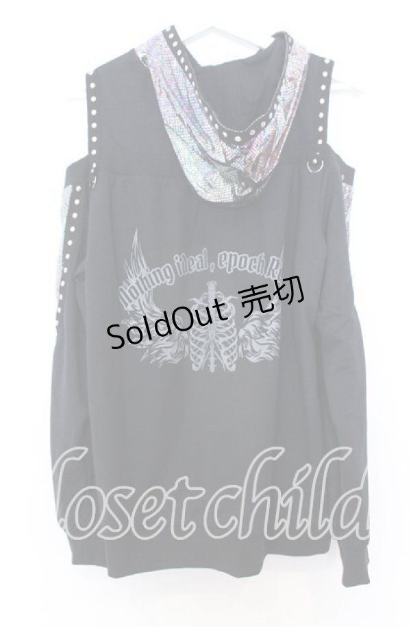 画像4: NieR CLOTHING / グリッター切り替えパーカー  ブラックｘシルバー O-25-12-05-062-PU-TO-YM-OS (4)