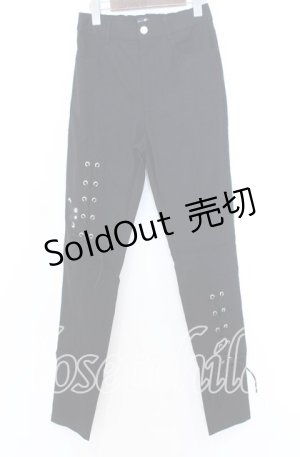 画像: NieR CLOTHING / レースアップストレッチパンツ F ブラック O-25-12-05-067-PU-PA-YM-ZT037