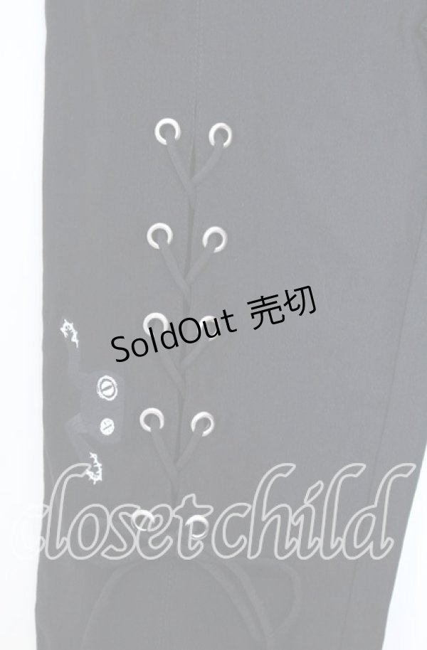 画像2: NieR CLOTHING / レースアップストレッチパンツ F ブラック O-25-12-05-067-PU-PA-YM-ZT037 (2)