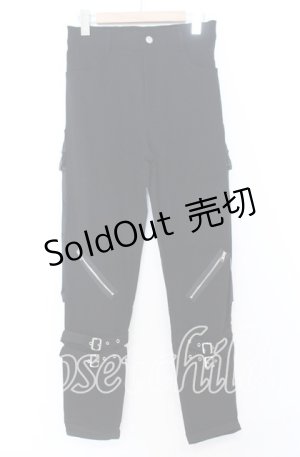 画像: NieR CLOTHING / BELT×ZIPPER Visual STYLISHパンツ F ブラック O-25-12-05-068-PU-PA-YM-ZT041