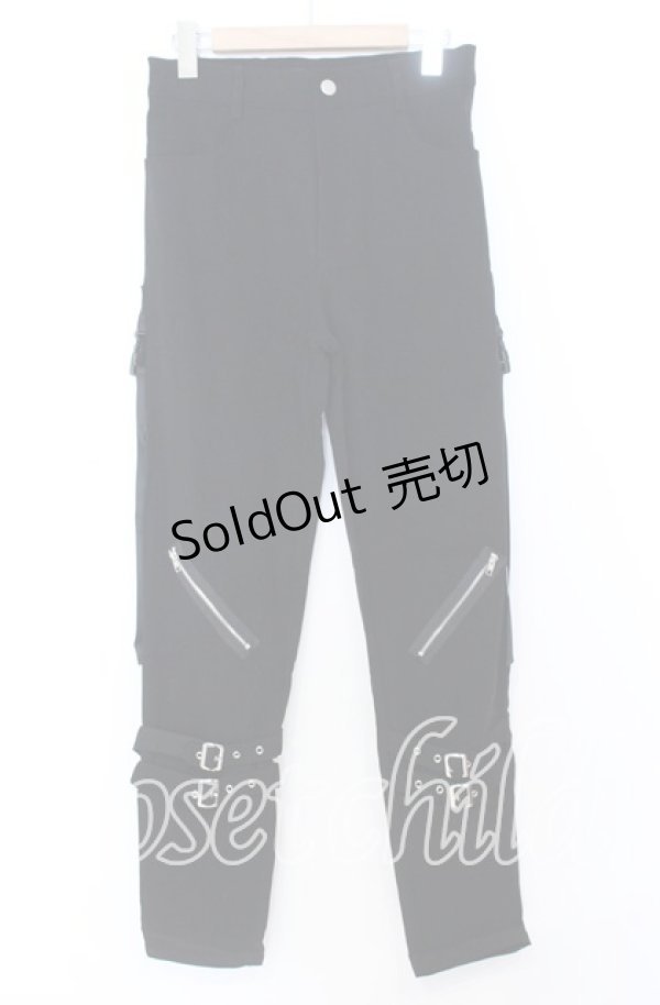 画像1: NieR CLOTHING / BELT×ZIPPER Visual STYLISHパンツ F ブラック O-25-12-05-068-PU-PA-YM-ZT041 (1)