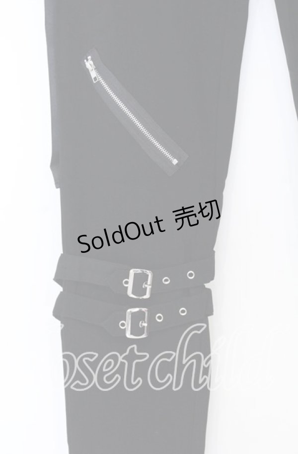 画像2: NieR CLOTHING / BELT×ZIPPER Visual STYLISHパンツ F ブラック O-25-12-05-068-PU-PA-YM-ZT041 (2)