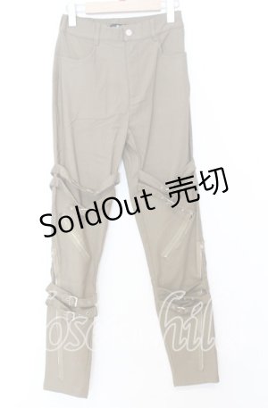 画像: NieR CLOTHING / ベルトジップパンツ F カーキ O-25-12-05-069-PU-PA-YM-ZT040