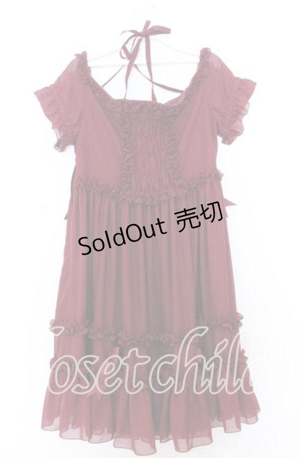 画像4: AND ROMEO / シフォンフリルワンピース  ワイン O-25-12-05-070-LO-OP-IG-OS (4)