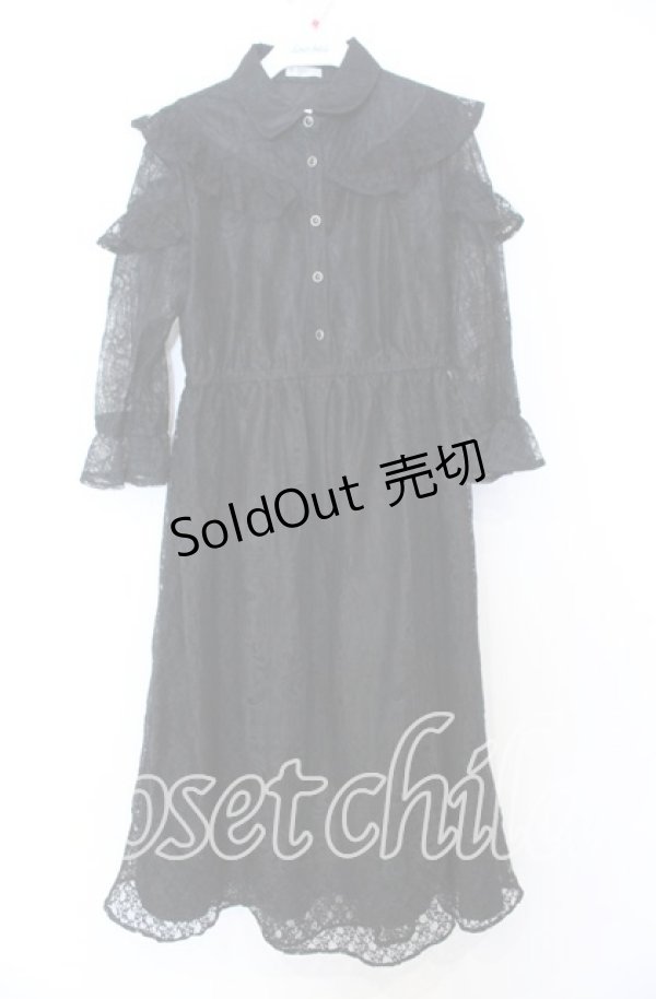 画像1: axes femme / 総レースワンピース  クロ O-25-12-05-071-AX-OP-IG-OS (1)