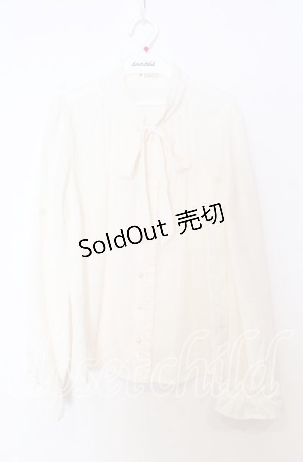 画像1: axes femme / ボウタイブラウス  オフ O-25-12-05-080-AX-BL-IG-OS (1)