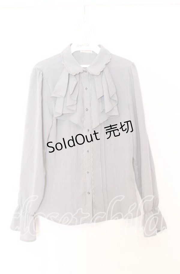 画像1: axes femme / ラッフルフリルブラウス  グレー O-25-12-05-084-AX-BL-IG-OS (1)