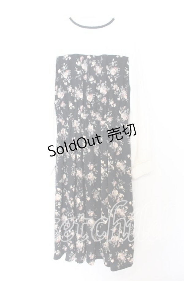 画像3: axes femme / ビスチェ切替バラ柄ワンピース Ｍ クロ×アイボリー O-25-12-05-085-AX-OP-IG-OS (3)