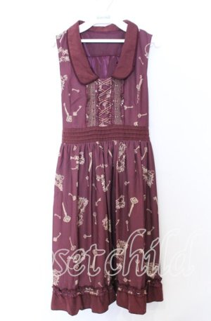 画像: axes femme / 懐かしの物語ワンピース  ワイン O-25-12-05-087-AX-OP-IG-OS