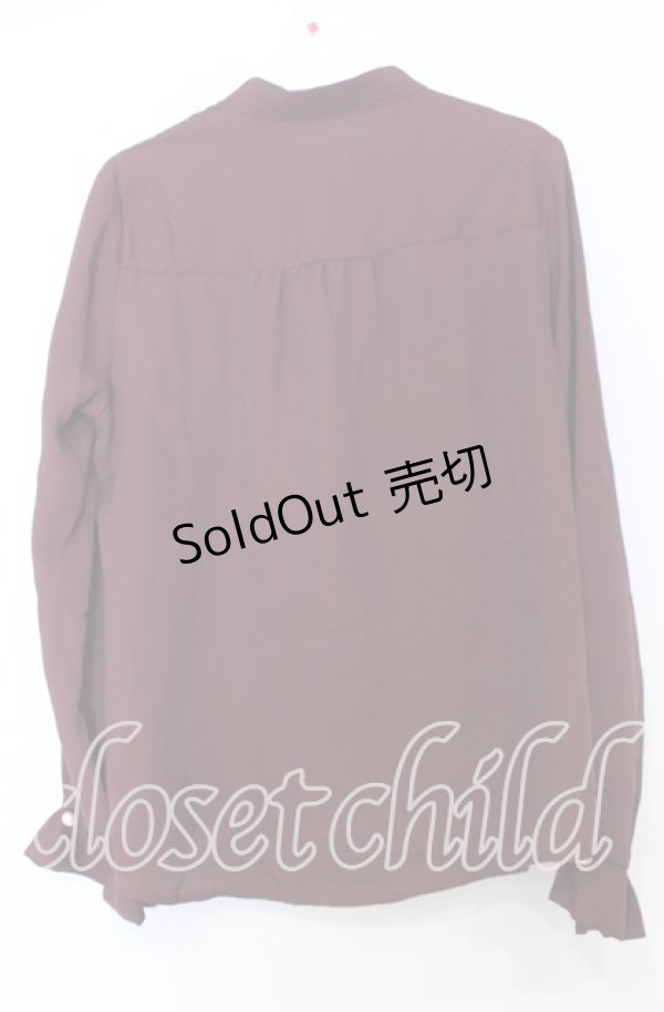 画像3: axes femme / プチハイネックブラウス  ワイン O-25-12-05-088-AX-BL-IG-OS (3)