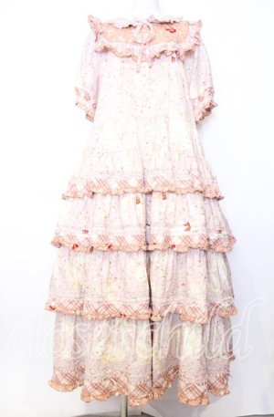 画像: PINK HOUSE / バラ園うさぎプリントパッチワークワンピース  ピンク O-25-12-05-011-LO-OP-IG-OS