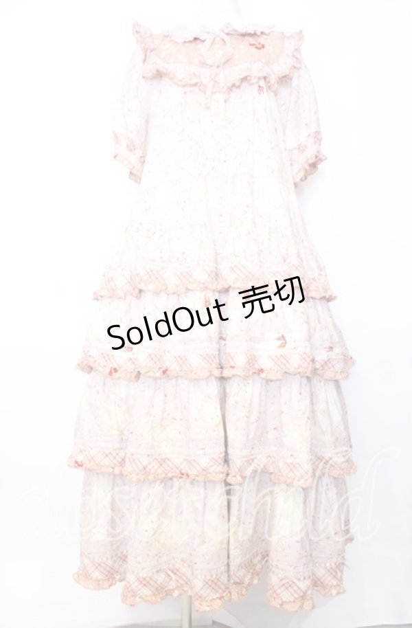 画像1: PINK HOUSE / バラ園うさぎプリントパッチワークワンピース  ピンク O-25-12-05-011-LO-OP-IG-OS (1)