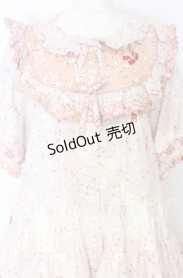 画像2: PINK HOUSE / バラ園うさぎプリントパッチワークワンピース  ピンク O-25-12-05-011-LO-OP-IG-OS (2)