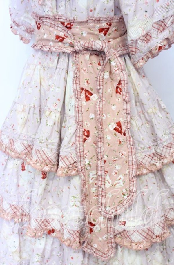 画像6: PINK HOUSE / バラ園うさぎプリントパッチワークワンピース  ピンク O-25-12-05-011-LO-OP-IG-OS (6)