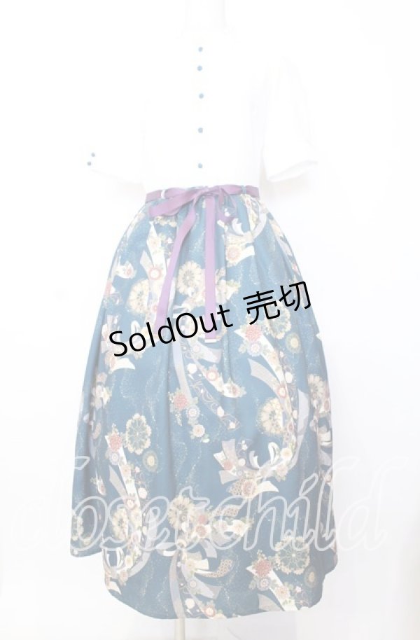 画像1: axes femme / 燦爛柄ワンピース  シロ×グリーン O-25-12-05-012-AX-OP-IG-OS (1)