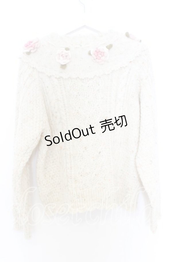 コ*イ様 PINK HOUSE バラモチーフ付きヨークニットカーディガン バラモチーフ付き丸ヨークニットカーディガン｜ピンクハウス
