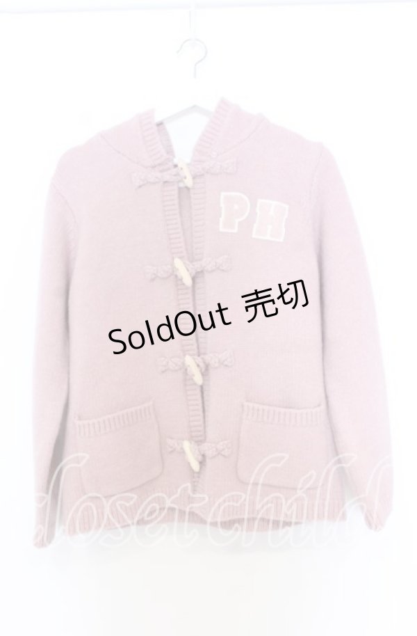 画像1: PINK HOUSE / PHロゴワッペン付きフードニットカーディガン  ピンク O-25-12-05-018-LO-TO-IG-OS (1)