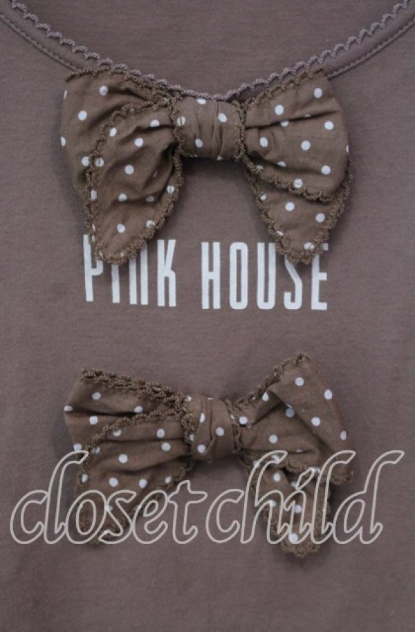 画像2: PINK HOUSE / 水玉リボンモチーフ付きカットソー  ショコラ O-25-12-06-024-LO-TO-OW-ZT490 (2)