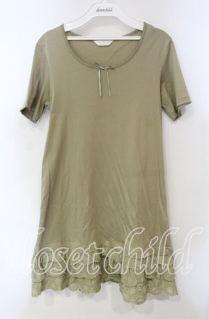 画像: PINK HOUSE / 裾刺繍レース使いインナーカットソー  グリーン O-25-12-06-026-LO-TO-OW-OS