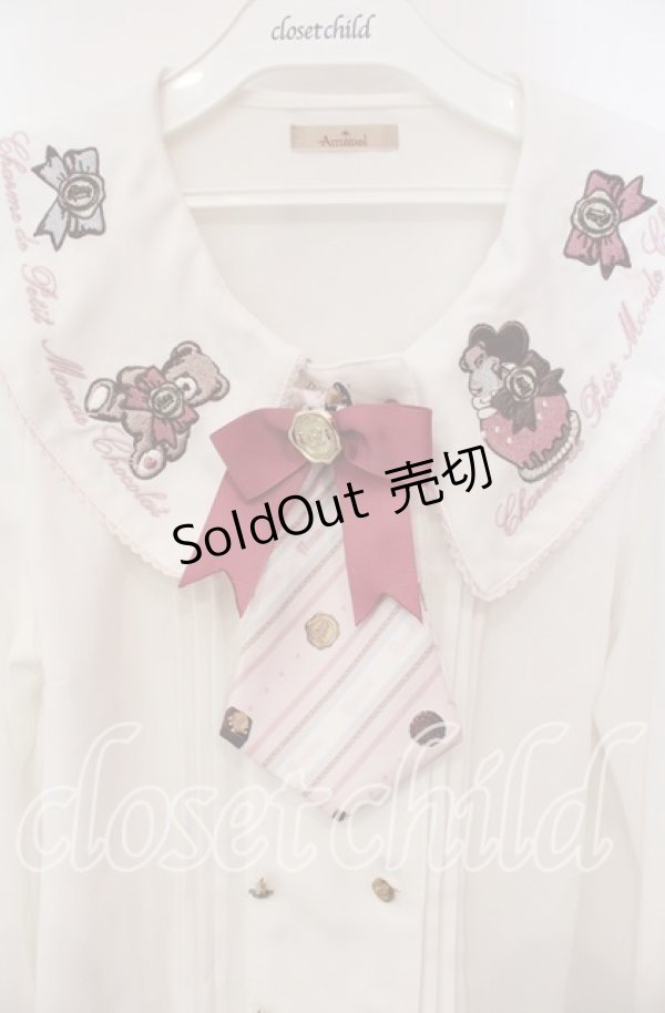 画像2: Amavel / Nounours Chocolatory ブラウス F シロ×ピンク O-25-12-06-030-CA-BL-OW-OS (2)