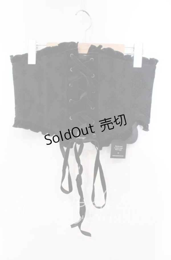 画像1: KILL STAR / FLIX FLOCKED WASPIE　コルセット XL ブラック O-25-12-06-033-SL-TO-OW-OS (1)