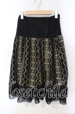 画像: Ozz oneste / 金糸刺繍スカート  ゴールド×ブラック O-25-12-06-036-OO-SK-OW-OS