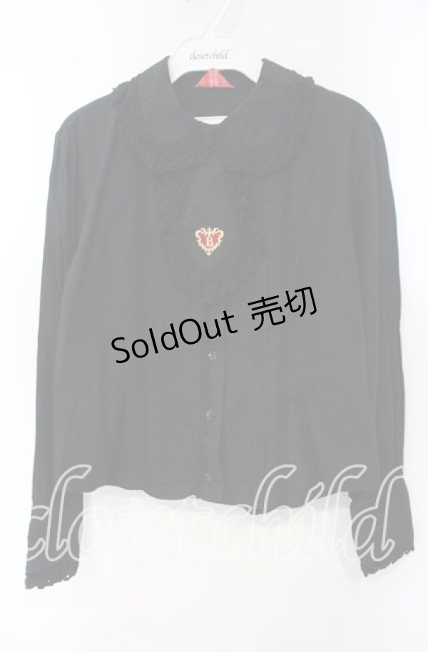 画像1: BABY,THE STARS SHINE BRIGHT / プリンセスドロップ刺しゅうネクタイ付ブラウス  クロ O-25-12-06-037-BA-BL-OW-OS (1)