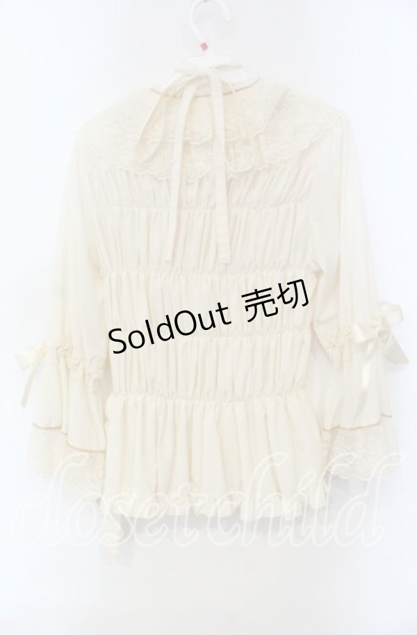 画像4: metamorphose / シャーリングラッパ袖ブラウス（デシン）  アイボリー O-25-12-06-040-ME-BL-OW-OS (4)