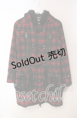 画像: ALGONQUINS / フェイクファースタッズ付きダッフルコート 1 レッド O-25-12-06-044-AL-CO-OW-OS