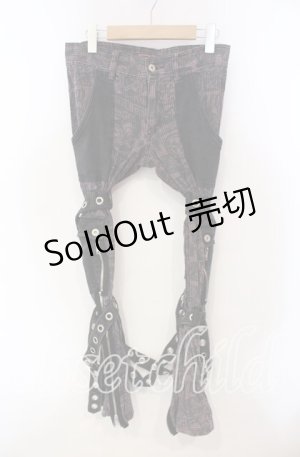 画像: ALGONQUINS / プリントボンテージパンツ 1 ピンク×ブラック O-25-12-06-045-AL-PA-OW-OS