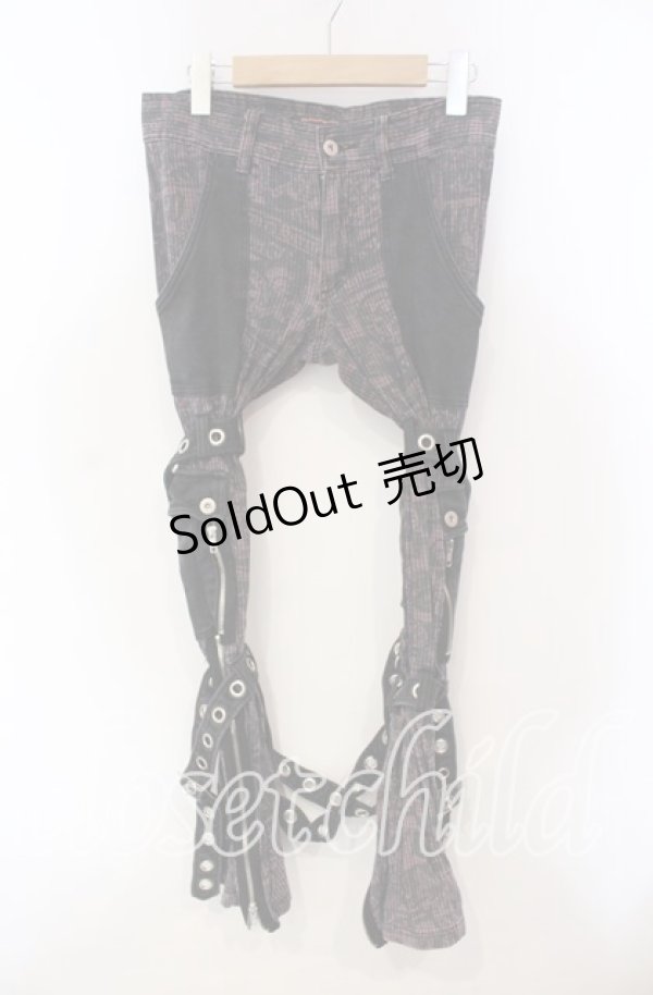 画像1: ALGONQUINS / プリントボンテージパンツ 1 ピンク×ブラック O-25-12-06-045-AL-PA-OW-OS (1)