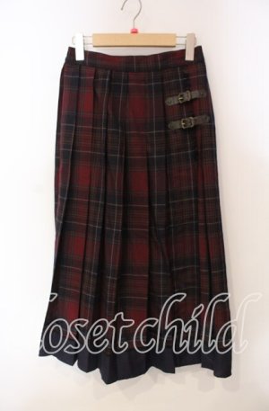 画像: axes femme / プリーツチェックロングスカート  アカ O-25-12-06-066-AX-SK-IG-ZT1212G