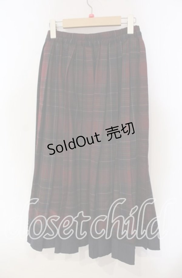 画像3: axes femme / プリーツチェックロングスカート  アカ O-25-12-06-066-AX-SK-IG-ZT518 (3)
