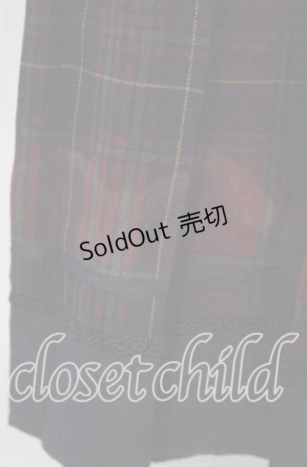 画像4: axes femme / プリーツチェックロングスカート  アカ O-25-12-06-066-AX-SK-IG-ZT518 (4)