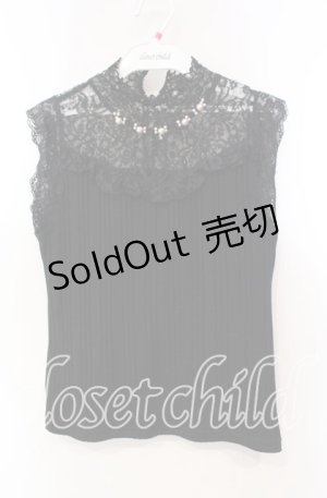 画像: axes femme / パール付きタンクトップ  クロ O-25-12-06-067-AX-TO-IG-ZT1212G