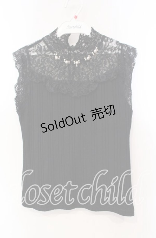 画像1: axes femme / パール付きタンクトップ  クロ O-25-12-06-067-AX-TO-IG-ZT1212G (1)