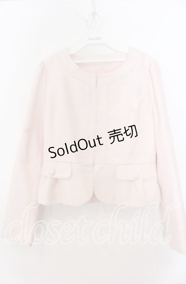 画像1: axes femme / パイピングツイードジャケット  ピンク O-25-12-07-005-AX-JA-IG-OS (1)