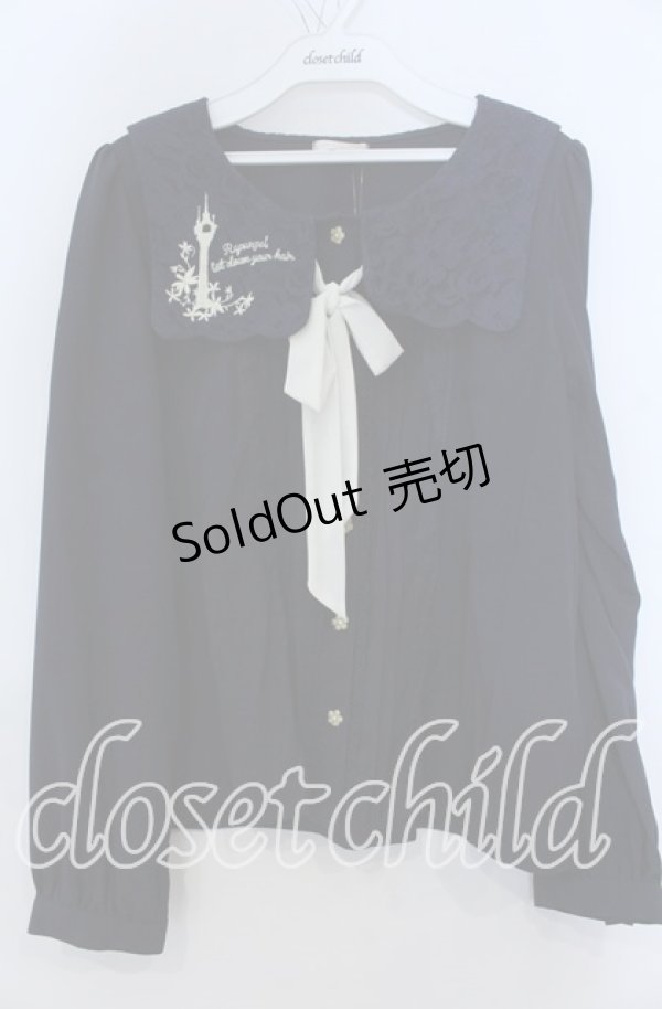 画像1: axes femme POETIQUE / Disneyラプンツェル/スカラップ襟刺繍ブラウス Ｍ ネイビー O-25-12-07-051-AX-BL-IG-OS (1)