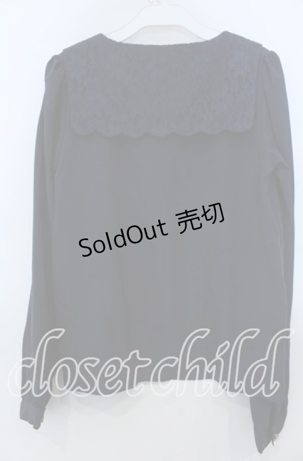 画像2: axes femme POETIQUE / Disneyラプンツェル/スカラップ襟刺繍ブラウス Ｍ ネイビー O-25-12-07-051-AX-BL-IG-OS (2)