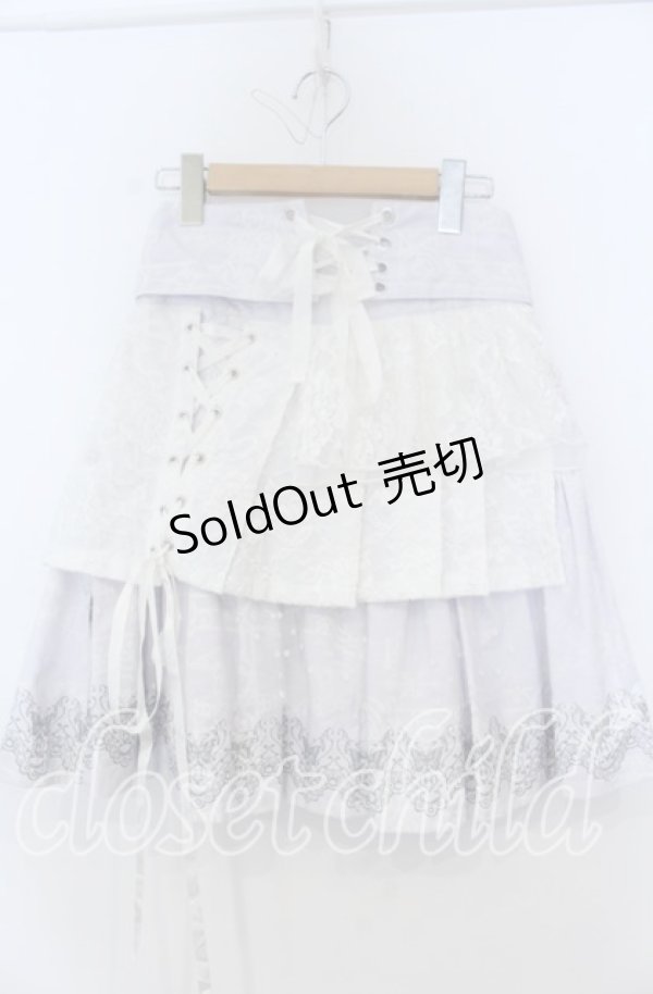 画像1: h.naoto Blood / バタフライプリントコルセット風スカート  ホワイト O-25-12-07-055-HN-SK-IG-OS (1)