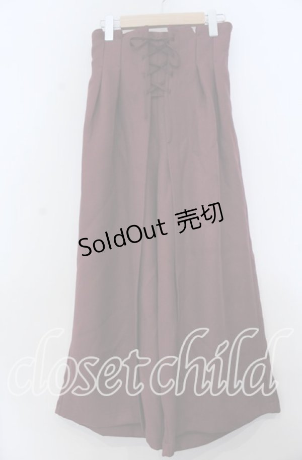 画像1: axes femme / サス付レースアップワイドパンツ Ｍ ワイン O-25-12-07-061-AX-PA-IG-OS (1)